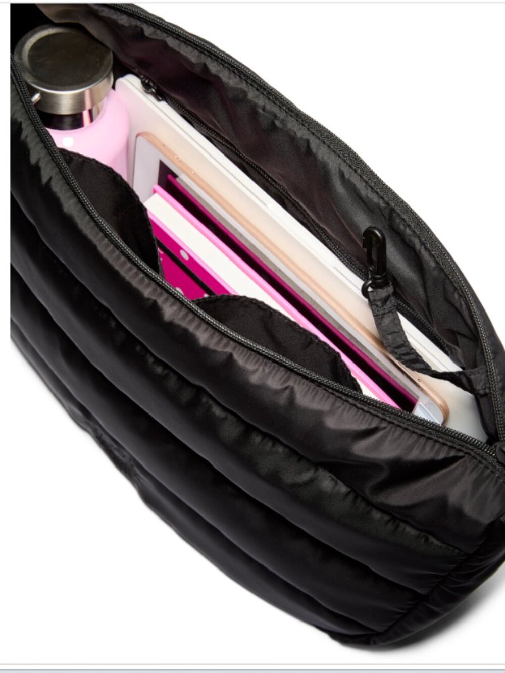NWT Victoria's Secret Large quilted puffer crossbody bag (Black) - Picture 4 of 11